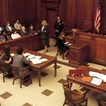 assault and battery trial argument inside a court room in Richmond Virginia jury judge and lawyers