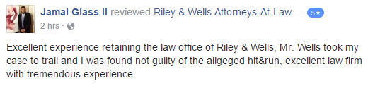 Excellent experience retaining the law office of Riley & Wells, Mr. Wells took my case to trail and I was found not guilty of the allgeged hit&run, excellent law firm with tremendous experience.